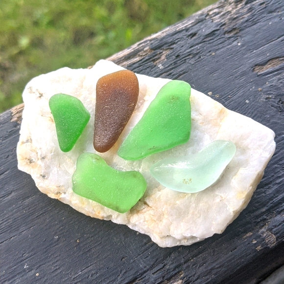 beach glass Other - Beach glass paw print paperweight garden decoration